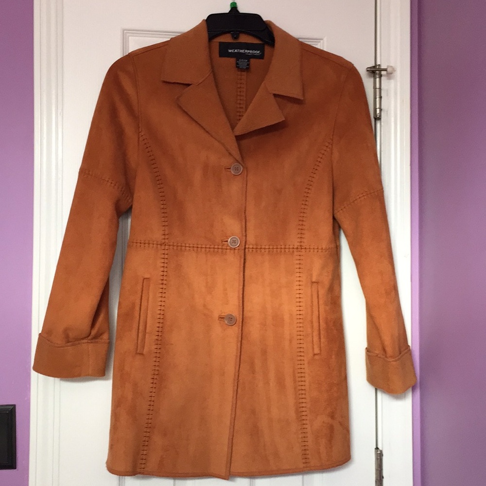 Knee length suede coat